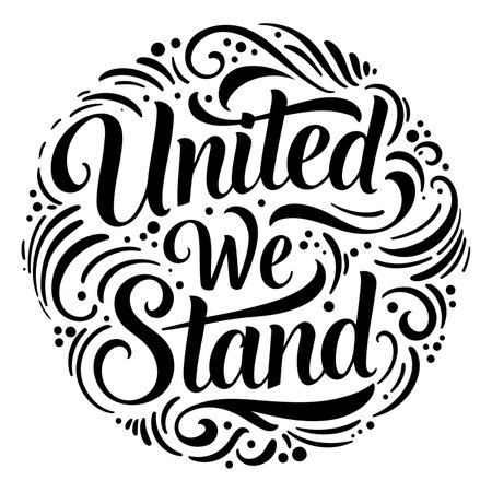 Black and white, circular inspirational quote graphic, perfect for motivational posters, social media, and marketing campaigns.  Bold typography with decorative swirls.のイラスト素材