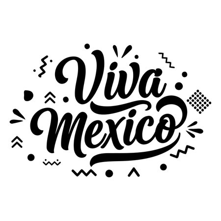 Bold, stylized graphic design of "Viva Mexico". Ideal for marketing, merchandise, or editorial use.  Features a modern, hand-lettered design style.のイラスト素材