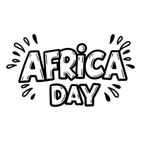 Stylish, bold graphic design of "Africa Day" suitable for marketing and educational materials.  Features impactful lettering and decorative elements.のイラスト素材