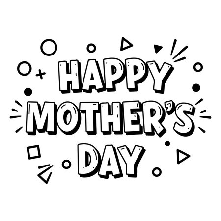 Black and white, bold, textured Happy Mother's Day graphic. Suitable for marketing, social media, or print design.のイラスト素材