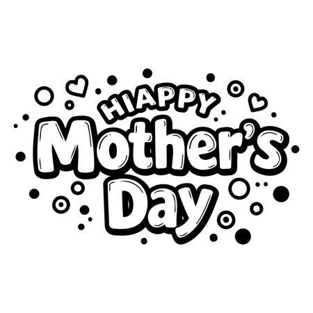 Black and white, playful graphic design for Mother's Day.  Perfect for advertising, social media, or marketing materials.のイラスト素材