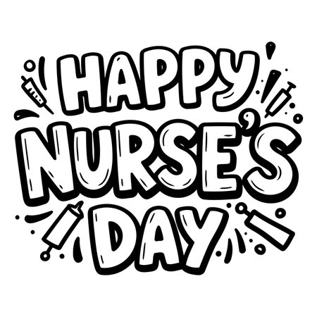 Bold, stylized graphic design perfect for celebrating Nurses Day.  Suitable for social media, marketing materials, or educational purposes.のイラスト素材