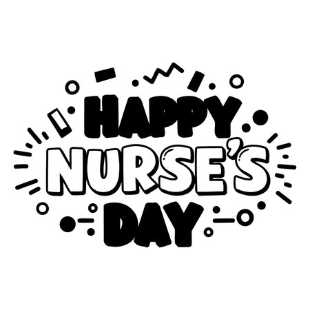 Bold, cartoon-style graphic design perfect for marketing or social media posts related to Nurses Day.  Use for advertising, greeting cards, or editorial pieces.のイラスト素材