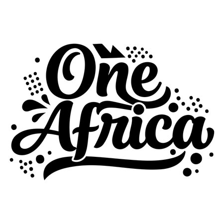 Bold, stylized lettering proclaims "One Africa".  Suitable for advertising, apparel, or editorial pieces related to African unity.のイラスト素材
