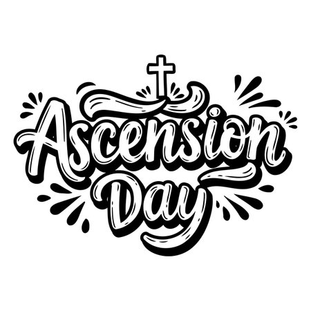 Bold, stylized lettering graphic for Ascension Day.  Perfect for religious, educational, or marketing materials.  Suitable for print or web use.のイラスト素材