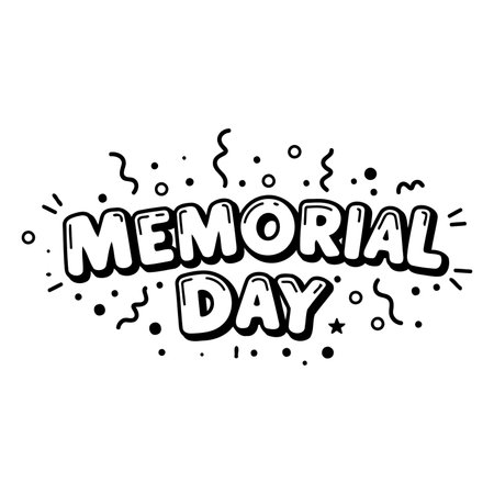 Bold, comic-style graphic for Memorial Day marketing or social media.  Suitable for editorial or advertising use.のイラスト素材