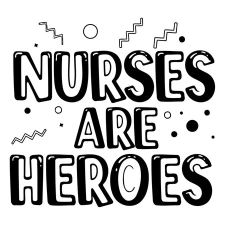 Bold, fun graphic design perfect for marketing, social media, and posters celebrating nurses;  vibrant colors and a modern, quirky style.  Ideal for medical or healthcare-related stock use.のイラスト素材