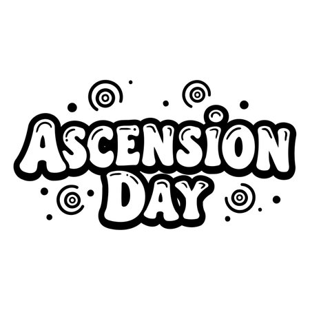 Black and white, stylized graphic of Ascension Day.  Suitable for religious calendar, social media posts, or marketing materials.のイラスト素材