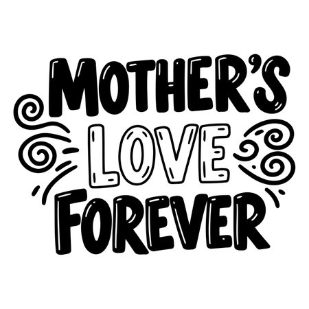 Black and white Mother's Day graphic, ideal for social media posts, cards, or merchandise.  Hand-drawn style, perfect for marketing or education campaigns.のイラスト素材