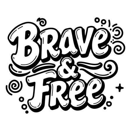 Bold, stylized typography design perfect for motivational posters, apparel, or social media graphics.  Black and white, whimsical style.  Suitable for marketing, branding, or inspirational content.のイラスト素材