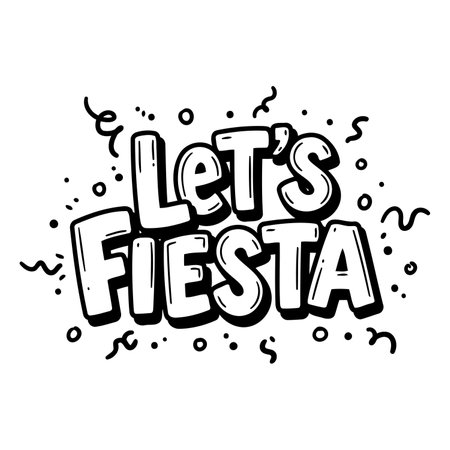 Bold, hand-drawn lettering graphic perfect for party-themed marketing materials or editorial design.  Stylish and fun.のイラスト素材