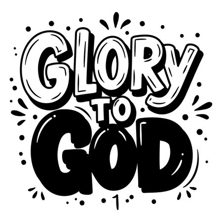 Bold, stylized lettering proclaims "Glory to God" in a fun, whimsical design.  Perfect for religious advertising, or inspirational editorial.のイラスト素材