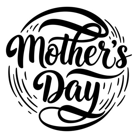 Black and white Mother's Day lettering graphic, suitable for advertising or marketing designs. Ideal for print and digital media.のイラスト素材