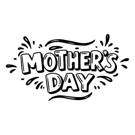 Bold, playful Mother's Day graphic, perfect for social media marketing or print.  Use for cards, ads, or event promotion.のイラスト素材