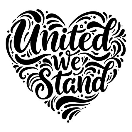 Black and white heart-shaped design with lettering.  Motivational and inspirational typography, great for posters, social media graphics, or merchandise.  Suitable for advertising, branding, and inspirational editorial.のイラスト素材