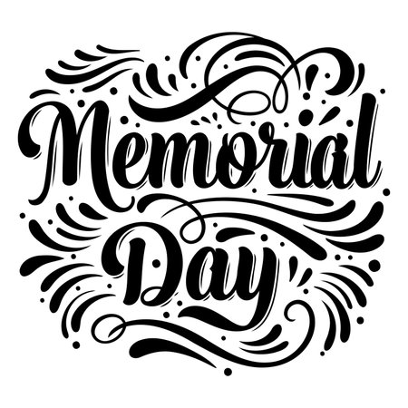 Ornate lettering style commemorating Memorial Day.  Suitable for advertising, social media, or editorial use related to remembrance.のイラスト素材