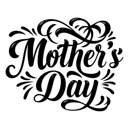 Elegant, stylized Mother's Day typography perfect for greeting cards, social media posts, or print design.  Suitable for advertising, marketing, or editorial use.のイラスト素材