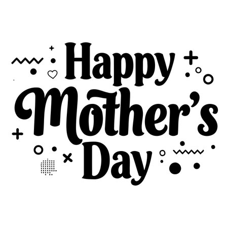 Bold, stylized typography of "Happy Mother's Day" with playful graphic elements. Ideal for greeting cards, social media posts, or print.のイラスト素材