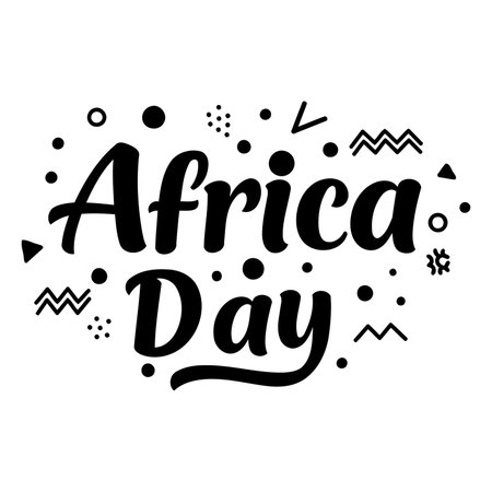 Bold, stylized typography for "Africa Day" with graphic design elements.  Perfect for advertising, social media posts, or editorial content related to Africa.のイラスト素材