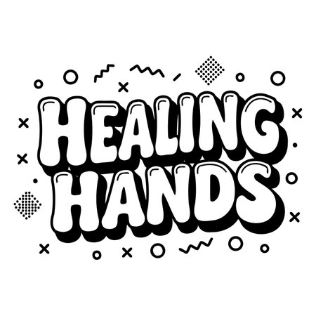 Bold, bubble-lettering graphic with retro style accents. Ideal for healthcare, wellness, or motivational marketing.  Suitable for advertising, social media, or editorial.のイラスト素材