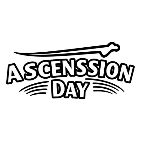 Bold, stylized text graphic of Ascension Day.  Simple line art style, suitable for religious or calendar related visuals.  Excellent for advertising or editorial use.のイラスト素材
