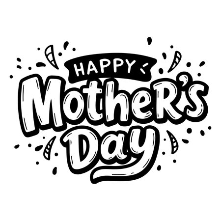Bold, playful typography for Mother's Day.  Hand-drawn style with decorative elements. Suitable for advertising, greeting cards, or editorial pieces.のイラスト素材