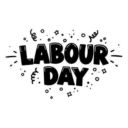 Bold, stylized Labour Day typography, perfect for social media graphics, apparel design, or educational materials.  Use for announcements, celebrations, or reminders.のイラスト素材