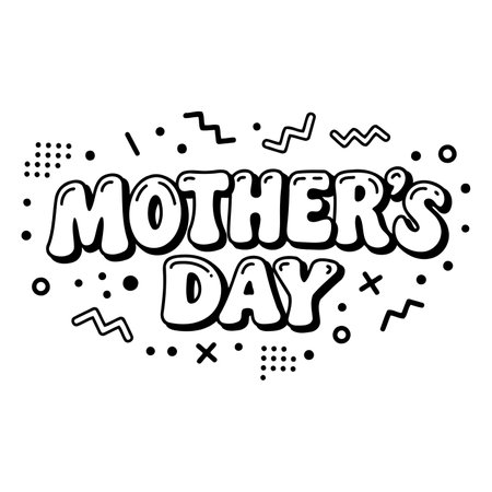Bold, stylized Mother's Day graphic perfect for social media marketing or greeting card design.  Modern, playful design.のイラスト素材