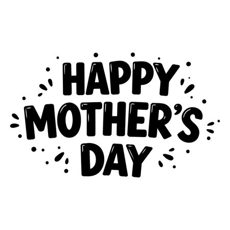Bold, playful Happy Mother's Day graphic, perfect for Mother's Day marketing materials, social media posts, or greeting cards.  Ideal for advertising, print, or digital use.のイラスト素材