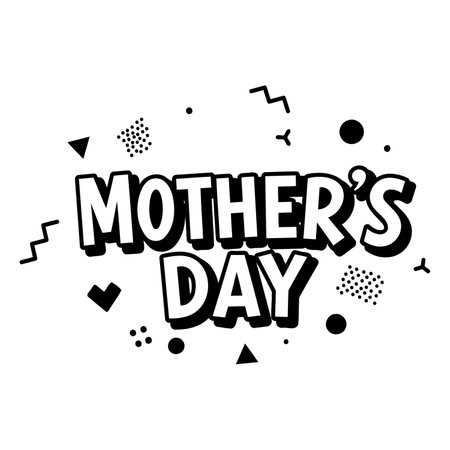 Bold, stylized "Mother's Day" graphic with a pop art/comic book aesthetic.  Perfect for advertising or editorial content related to Mother's Day.のイラスト素材