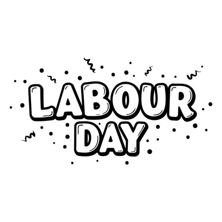 Bold, stylized graphic design for Labour Day, suitable for social media marketing or posters.  Use for advertising, editorial, and print design.のイラスト素材