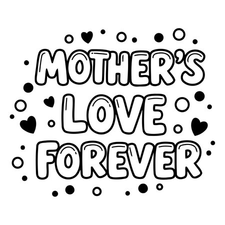 Cute, black and white graphic design perfect for Mother's Day marketing or cards.  Use for social media posts, posters or print.のイラスト素材