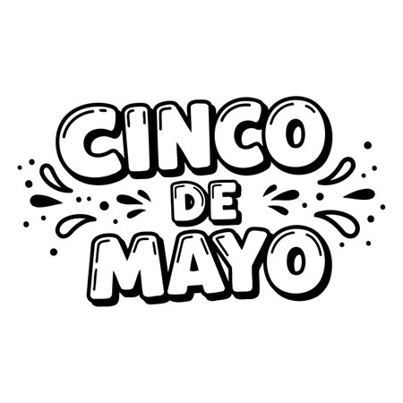 Bold, stylized "Cinco de Mayo" lettering with decorative flourishes.  Perfect for Cinco de Mayo-themed advertising or editorial.のイラスト素材