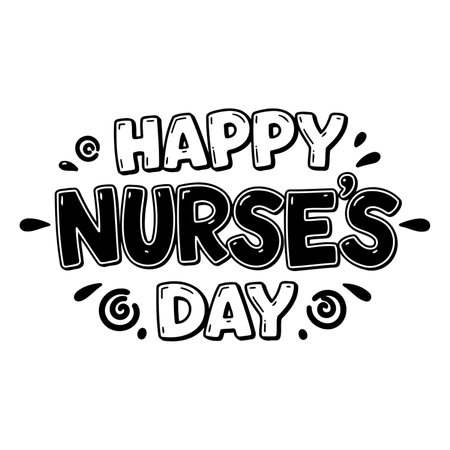 Bold, fun graphic perfect for Nurse's Day marketing or social media posts.  Use for advertising, celebrations, or education.のイラスト素材