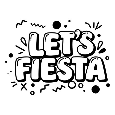 Bold, fun graphic with "Let's Fiesta" text. Ideal for advertising, social media, or party invitations.  Vibrant, trendy style.のイラスト素材