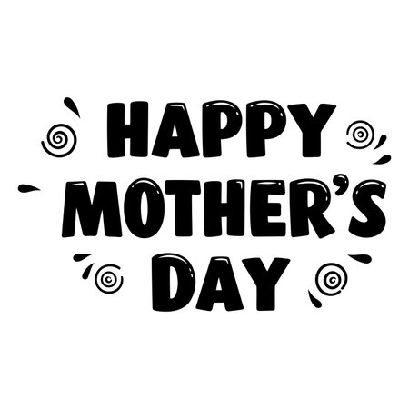 Bold, decorative Happy Mother's Day graphic suitable for advertising, social media, or editorial use.  Modern design with playful, textured font and decorative flourishes.のイラスト素材