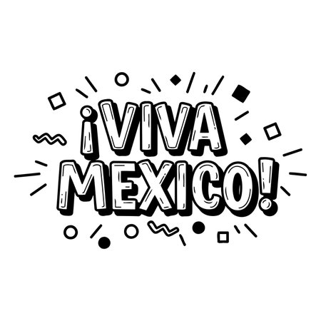 Bold, stylized graphic design of "Viva Mexico!" suitable for advertising or social media posts related to Mexico.  Fun, energetic style.のイラスト素材