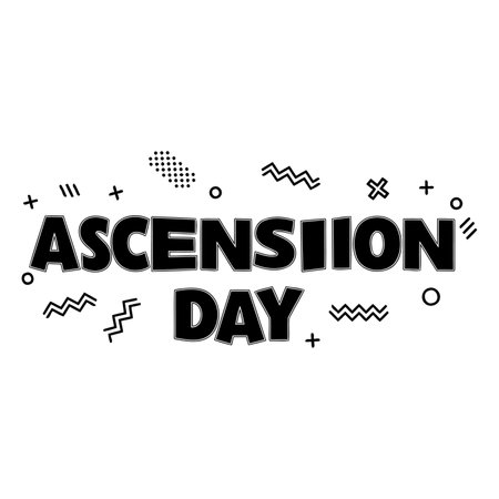 Bold, stylized text graphic for Ascension Day, perfect for social media, marketing materials, and print.  Features a modern, retro design.のイラスト素材