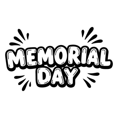 Bold, stylized text graphic perfect for Memorial Day marketing or social media.  Use for posters, social media posts, or advertising.のイラスト素材