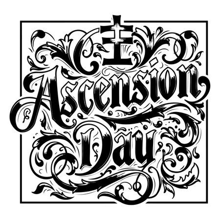 Ornate, hand-lettered typography.  Religious, historical, or cultural theme.  Suitable for advertising, posters, or editorial use.のイラスト素材