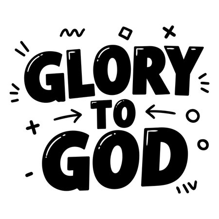 Bold, stylized graphic design of "Glory to God" perfect for faith-based marketing, social media posts, or religious education materials.  Use in advertising, posters, or digital media.のイラスト素材