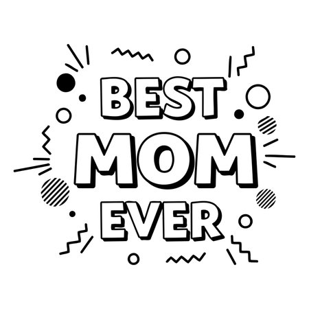 Bold, retro-style graphic perfect for Mother's Day marketing or social media; impactful typography; suitable for advertising, social media posts, or greeting cards.のイラスト素材