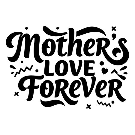 Stylish, black and white typography graphic perfect for Mother's Day cards, apparel, or social media posts.  Versatile for marketing, advertising, or editorial use.のイラスト素材