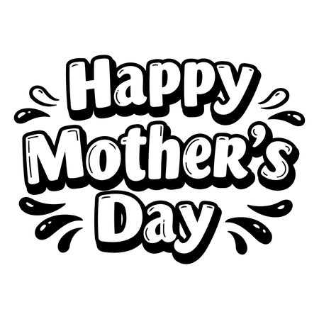 Bold, playful typography for Mother's Day.  Simple, graphic design suitable for greeting cards, posters, or social media. Ideal for advertising or editorial content focused on Mother's Day.のイラスト素材