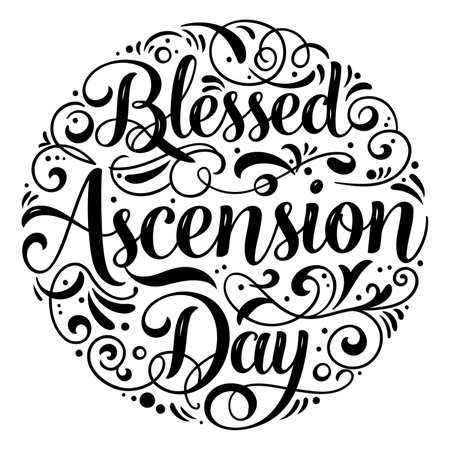 Decorative, elegant calligraphy design perfect for religious or spiritual themed marketing materials, posters, or print products.  Use in advertising, editorial, or religious publications.のイラスト素材