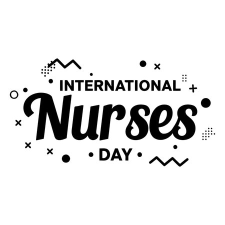 Bold, stylized graphic for International Nurses Day, suitable for advertising, social media, or editorial use.  Modern, impactful design.のイラスト素材