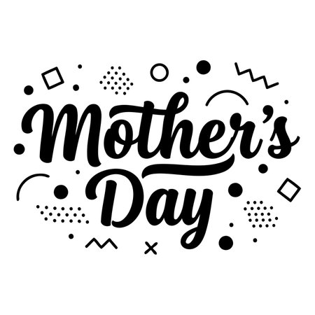 Stylish, bold Mother's Day typography with geometric shapes. Ideal for advertising, social media, and greeting cards.のイラスト素材