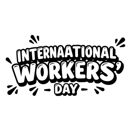 Bold, cartoon-style graphic for International Workers' Day, suitable for social media posts, marketing materials, and educational resources about labor rights.のイラスト素材