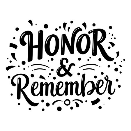 Bold, stylized typography design.  Perfect for memorial, tribute, or remembrance-themed marketing or editorial stock use.のイラスト素材