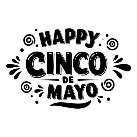 Bold, celebratory Cinco de Mayo graphic suitable for advertising, social media, or print marketing materials.  Modern, fun, and eye-catching design perfect for event promotion.のイラスト素材